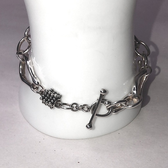 MICHAEL DAWKINS Sterling Silver Caviar Pearl Starry Night Link Toggle Bracelet - Picture 16 of 16